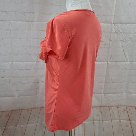 Cato orange/peach blouse with fringe on collar - Picture 9 of 14
